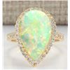 Image 1 : 6.25 CTW Natural Opal And Diamond Ring In 14K Yellow Gold
