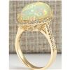 Image 3 : 6.25 CTW Natural Opal And Diamond Ring In 14K Yellow Gold