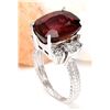 Image 4 : 8.28 CTW Natural Tourmaline 18K Solid White Gold Diamond Ring