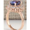 Image 3 : 4.16 CTW Natural Blue Tanzanite And Diamond Ring In 14K Solid Rose Gold