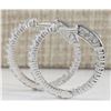 Image 2 : 1.26 CTW Natural Diamond Hoop Earrings In 14K White Gold
