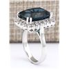 Image 3 : 11.07 CTW Natural London Blue Topaz And Diamond Ring In18K Solid White Gold