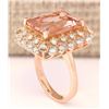 Image 3 : 7.92 CTW Natural Morganite And Diamond Ring In 18K Rose Gold