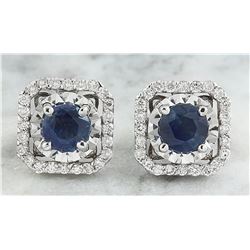 2.65 CTW Sapphire 18K White Gold Diamond Earrings
