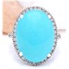 Image 1 : 19.72 CTW Natural Turquoise 14K Solid White Gold Diamond Ring