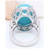 Image 3 : 19.72 CTW Natural Turquoise 14K Solid White Gold Diamond Ring
