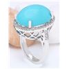 Image 4 : 19.72 CTW Natural Turquoise 14K Solid White Gold Diamond Ring