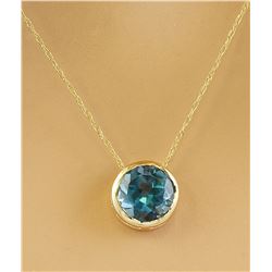 1.50 CTW London Blue Topaz 14K Yellow Gold Necklace