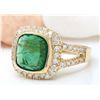 Image 2 : 5.28 CTW Natural Emerald 14K Solid Yellow Gold Diamond Ring