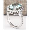 Image 3 : 6.80 CTW Natural Aquamarine And Diamond Ring In 18K White Gold
