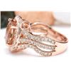 Image 3 : 5.29 CTW Natural Morganite 14K Solid Rose Gold Diamond Ring