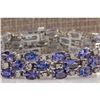 Image 1 : 23.85CTW Natural Tanzanite And Diamond Bracelet In 14K Solid White Gold