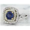 Image 2 : 2.26 CTW Sapphire 14K Two Tone Gold Diamond Ring