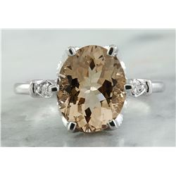 3.41 CTW Morganite 14K White Gold Diamond Ring
