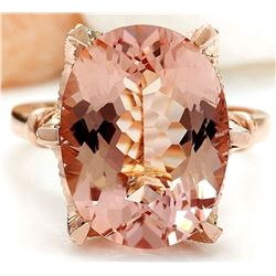 8.95 CTW Natural Morganite 18K Solid Rose Gold Diamond Ring