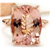 Image 1 : 8.95 CTW Natural Morganite 18K Solid Rose Gold Diamond Ring