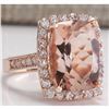 Image 2 : 7.12 CTW Natural Peach Morganite And Diamond Ring In 14K Solid Rose Gold