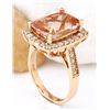Image 4 : 7.12 CTW Natural Morganite 14K Solid Rose Gold Diamond Ring