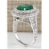 Image 3 : 4.69 CTW Natural Emerald And Diamond Ring In 14k White Gold