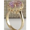 Image 2 : 7.06 CTW Natural Kunzite And Diamond Ring 18K Solid Yellow Gold