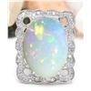 Image 1 : 13.10 CTW Natural Opal 18K Solid White Gold Diamond Ring