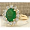 Image 2 : 3.34 CTW Natural Emerald And Diamond Ring In 18K Yellow Gold