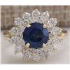 Image 1 : 2.71 CTW Natural Blue Sapphire Diamond Ring 18K Solid Yellow Gold