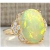Image 2 : 5.84 CTW Natural Opal And Diamond Ring In 18K Yellow Gold