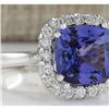 Image 2 : 5.33 CTW Natural Blue Tanzanite And Diamond Ring 14K Solid White Gold