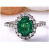 Image 1 : 2.63 CTW Natural Emerald 18K Solid White Gold Diamond Ring