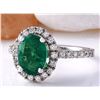 Image 2 : 2.63 CTW Natural Emerald 18K Solid White Gold Diamond Ring