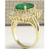 Image 3 : 6.11 CTW Natural Emerald And Diamond Ring 14K Solid Yellow Gold