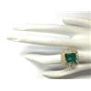 Image 4 : 6.11 CTW Natural Emerald And Diamond Ring 14K Solid Yellow Gold