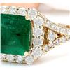 Image 2 : 4.39 CTW Natural Emerald 18K Solid Yellow Gold Diamond Ring
