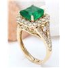 Image 4 : 4.39 CTW Natural Emerald 18K Solid Yellow Gold Diamond Ring