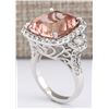 Image 3 : 12.01 CTW Natural Morganite And Diamond Ring In 14k White Gold