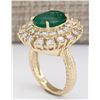 Image 3 : 6.65 CTW Natural Emerald And Diamond Ring In 18K Yellow Gold
