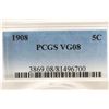 Image 3 : 1908 LIBERTY "V" NICKEL PCGS VERY GOOD 08
