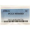 Image 3 : 1955-S LINCOLN CENT PCGS MS66RD