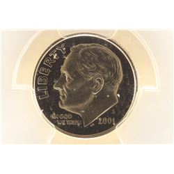 2001-S ROOSEVELT DIME PCGS PR69 DCAM