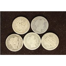 1899, 1900, 1904, 1914-S & 1916 BARBER DIMES
