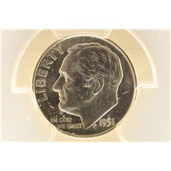 1951 SILVER ROOSEVELT DIME PCGS PR66