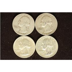 1945, 1956-D & 2-1964-D WASHINGTON SILVER QUARTERS