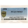 Image 3 : 1958 JEFFERSON NICKEL PCGS MS64