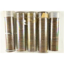 5-50 CENT ROLLS OF CANADIAN CENTS 1937, 1938,