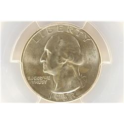 1953-D WASHINGTON SILVER QUARTER PCGS MS65