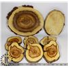 Image 1 : SET 8 HANDCRAFTED WOODEN NATURAL TREE COASTERS