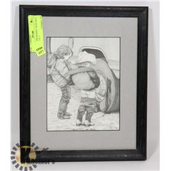 VINTAGE 1994 FRAMED "BOYS WILL BE BOY'S" 9 X 11