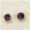 Image 2 : 14K YELLOW GOLD AMETHYST SCREW BACK EARRINGS