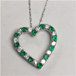 SILVER STIMULATED EMERALD  NECKLACE